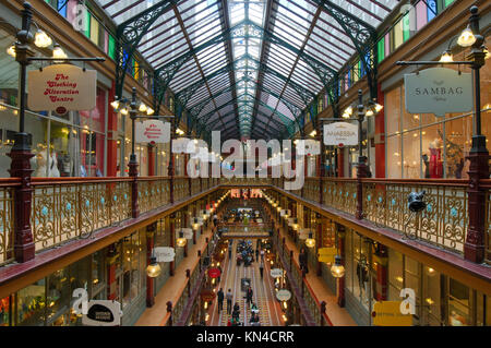 Interior of The Strand Arcade, Sydney, New South Wales (NSW), Australia. The Strand Arcade is a Victorian-style historic shopping arcade in Sydney. Stock Photo