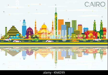 Cairo Egypt City Skyline with Color Buildings, Blue Sky and Copy Space ...