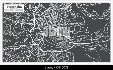 Stockholm Sweden Map in Retro Style. Vector Illustration. Outline Map. Stock Vector