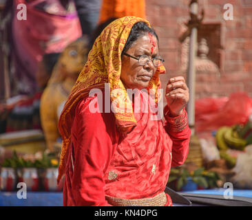 portrait of a Nepali woman, Kathmandu, Nepal Stock Photo