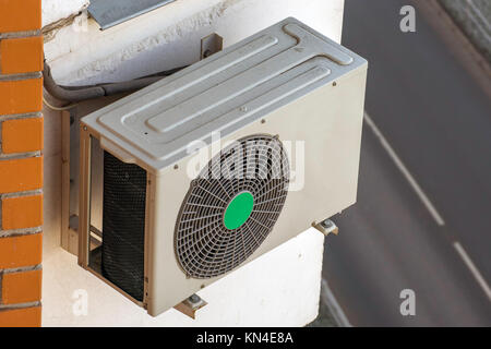 old air conditioning on the facade of a building in Moscow. Stock Photo