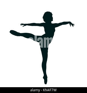 Silhouette of a female Ballet Dancer balances on her toes Stock Photo