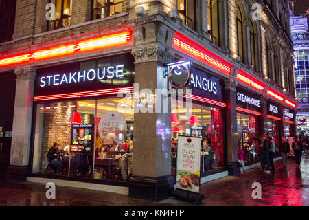 Exterior of Angus Steakhouse, Coventry Street, London, W1D, UK Stock Photo