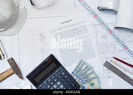 Conclusion of a business contract for construction. Hiring an engineer Stock Photo