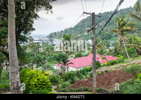 View over Levuka, 100 steps, Ovalau, Fiji Islands, Western Pacific, South Pacific, World Heritage Site, Old Capital of Fiji Stock Photo