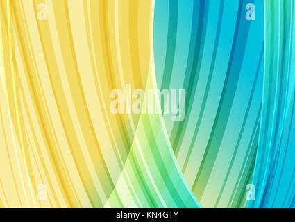 Yellow and light blue cover strips curved background Stock Vector