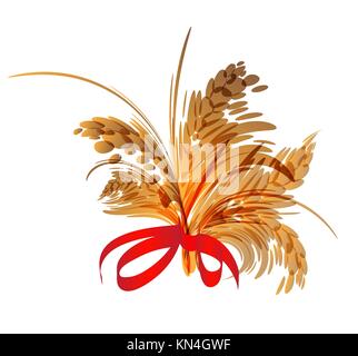 Bunch of spikelets isolated on white background Stock Vector