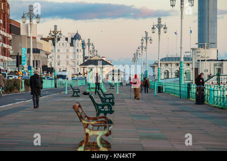 Winter evening on Brighton seafront, East Sussex, England. Stock Photo