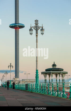 Winter evening on Brighton seafront, England. Stock Photo