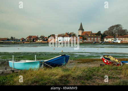 Colourful boats at Bosham Harbour, West Sussex, England. Stock Photo