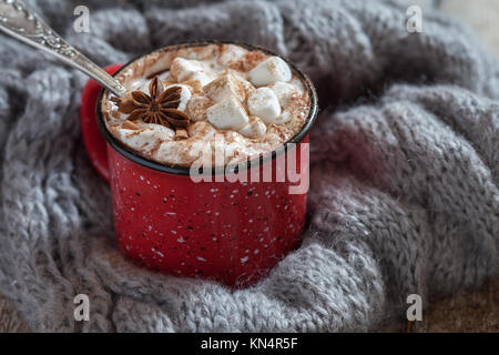 Hot chocolate with marsmallow candies Stock Photo