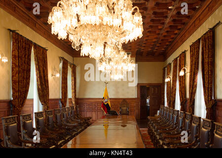 The Cabinet Office meeting room, the Presidential Palace (Carondelet Palace ), Quito, Ecuador South America Stock Photo