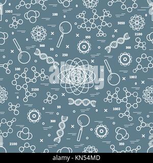 Seamless pattern with variety scientific, education elements. Design for banner, poster or print. Stock Vector