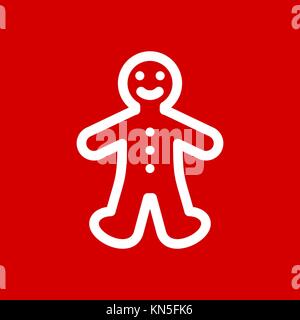 Gingerbread cookie man simple flat icon vector. Stock Vector