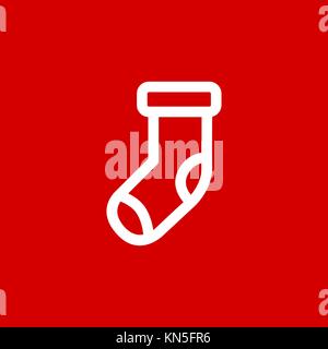 Christmas sock simple flat icon vector illustration. Stock Vector