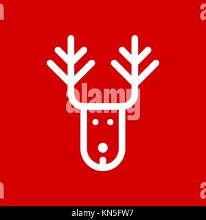Christmas deer simple flat icon vector illustration. Stock Vector