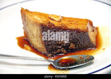 Flan caramel portion on plate.