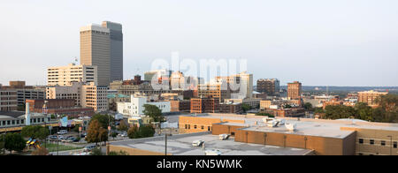 The urban landscape of downtown Omaha Nebraska just before sunset Stock Photo