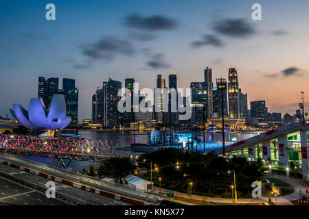 Sunset landscape of Singapore celebrating the nation's birthday Stock Photo