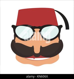 Turkish man in sunglasses icon in flat style isolated on white background. Stock Vector