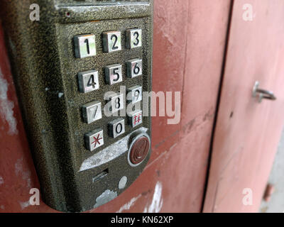 Door access control panel to lock and unlock door. Security system concept. Stock Photo