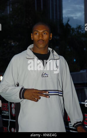 MIAMI - OCTOBER 10: Ron Artest arrives at the 2004 Source Hip-Hop Music Awards at the James L. Knight Center October 10, 2004 in Miami, Florida.   People:  Ron Artest Stock Photo