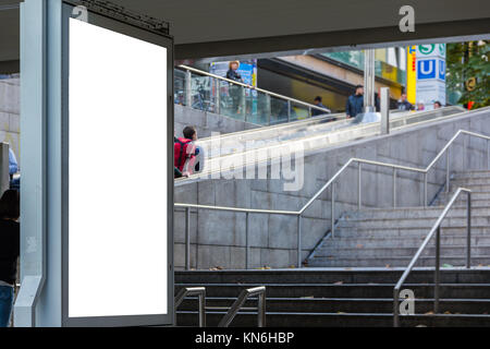 Subway Ad Space Blank Isolated White Copy Space City Urban Environment Billboard Stock Photo