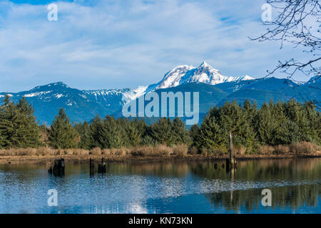 Mount Garibaldi from and Squamish estuary, British Columbia, Canada. Stock Photo