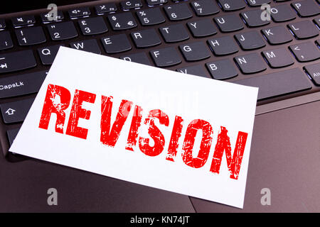 Writing Revision text made in the office close-up on laptop computer keyboard. Business concept for Repeat Repetition Education Material for Exam Work Stock Photo