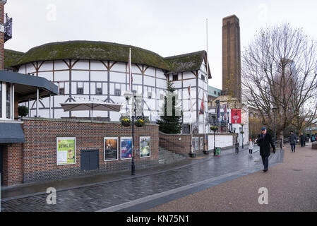 The reconstruction of William Shakespeare's Globe Theatre, situated on the South Bank of the River Thames in the Borough of Southwark, London, England. Stock Photo