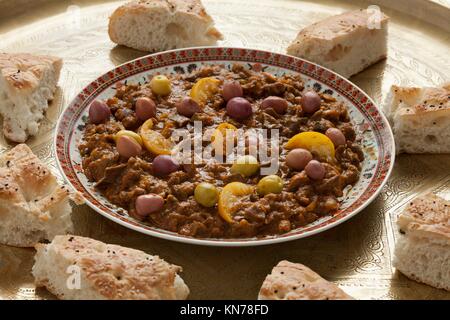 Dish with traditional moroccan kercha and bread for Eid al 