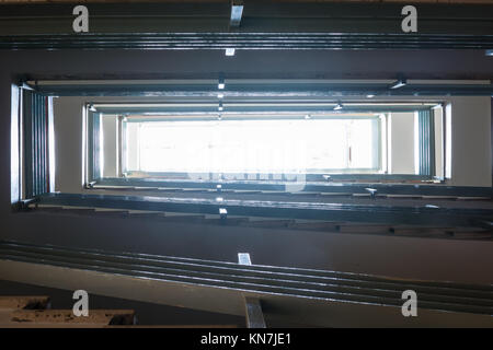 Spiral Staircase Indoors Vintage Old Building Skylight Flare Railing Under Looking Up Stock Photo