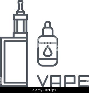 Simple set of vape related vector line icons, electronic cigarette and liquid Stock Vector