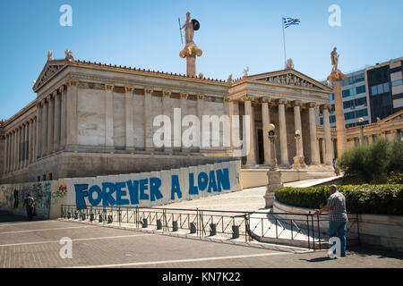 ATHENS, GREECE - SEPTEMBER 2017: The modern academy of Athens, the capital of Greece Stock Photo