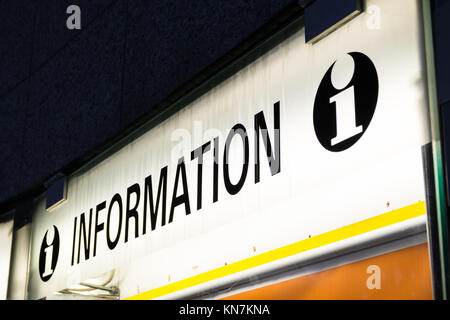 Travel Information Banner Light Train Station Backlit Dark Interior Stock Photo
