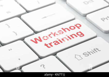 Studying concept: Workshop Training on computer keyboard background Stock Photo