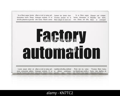 Manufacuring concept: newspaper headline Factory Automation Stock Photo