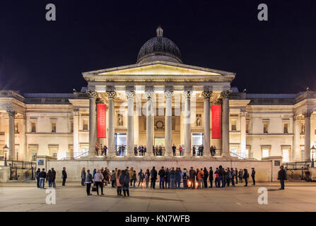 London, NOV 13: Night view of the famous The National Gallery on NOV 13, 2015 at London, United Kingdom Stock Photo