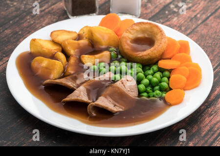 A roast lamb dinner close-up Stock Photo