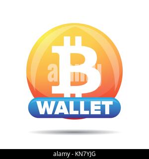 Bitcoin wallet button sign Stock Vector