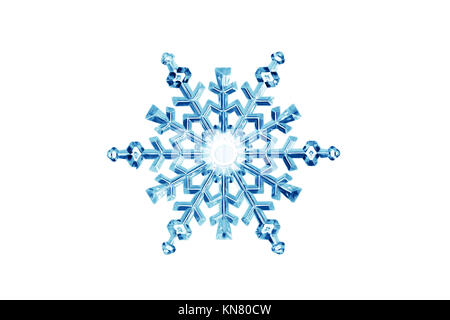 Blue snowflake, isolated on white background. Stock Photo