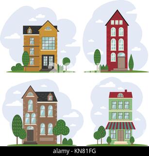 Traditional European architecture, old town houses Stock Vector
