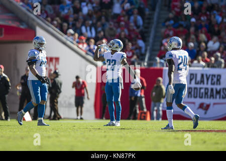 Tampa, Florida, USA. 10th Dec, 2017. Detroit Lions cornerback Darius Slay (23) celebrates after an interception during the second quarter against the Tampa Bay Buccaneers on Sunday December 10, 2017 at Raymond James Stadium in Tampa, Florida. Credit: Travis Pendergrass/ZUMA Wire/Alamy Live News Stock Photo