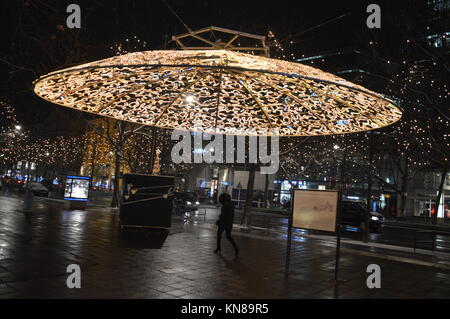 Berlin, Germany. 10th December, 2017. Christmas decorations at the Kurfürstendamm avenue in Berlin, Germany Credit: Markku Rainer Peltonen/Alamy Live News Stock Photo