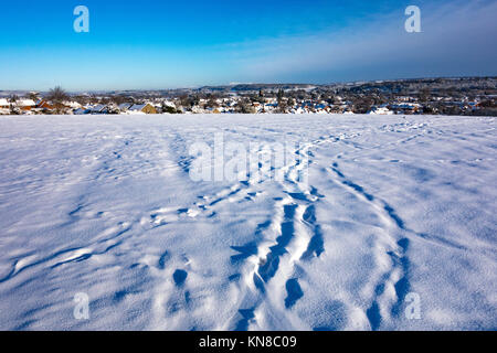 Leominster, UK. 11th December, 2017. Looking towards Clee Hill from Leominster on December 11th 2017. Credit: Jim Wood/Alamy Live News Stock Photo
