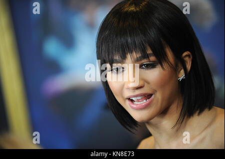 NEW YORK, NY - DECEMBER 08: Zendaya attends 'The Greatest Showman' World Premiere aboard the Queen Mary 2 at the Brooklyn Cruise Terminal on December 8, 2017 in the Brooklyn borough of New York City.  People:  Zendaya Stock Photo