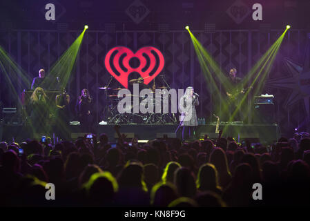 Kelly Clarkson performs at the IHeartRadio Jingle Ball at the TD Garden on December 10, 2017 in Boston, Massachusetts. Stock Photo