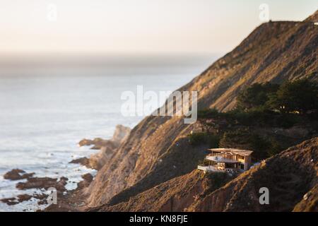 House under construction, Pacific Coast Highway, California.