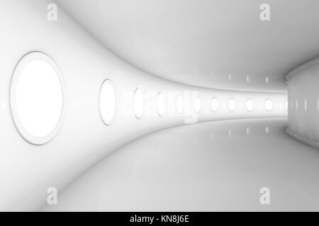 3D rendered Illustration of a empty futuristic spaceship or space station floor.