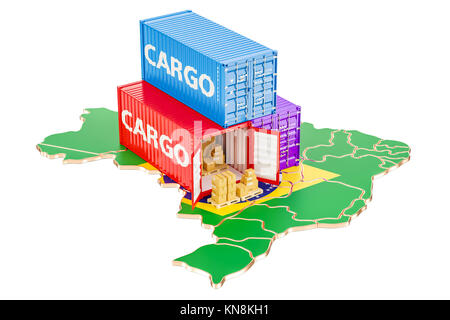 Cargo Shipping and Delivery from Brazil isolated on white background Stock Photo